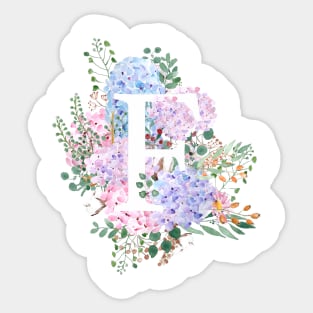 botanical monogram alphabet F hydrangea flowers Sticker